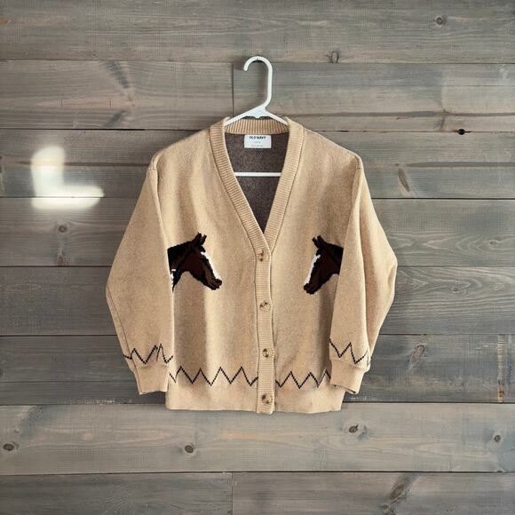 OLD NAVY | Girls Horse Slouchy Cardigan Large (10-12) - Picture 1 of 5